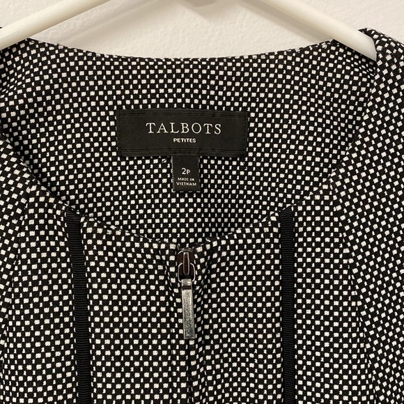 Talbots Petites Blazer Women’s Black and White Tweed Zip up Size 2P ‎ Business - Picture 2 of 10